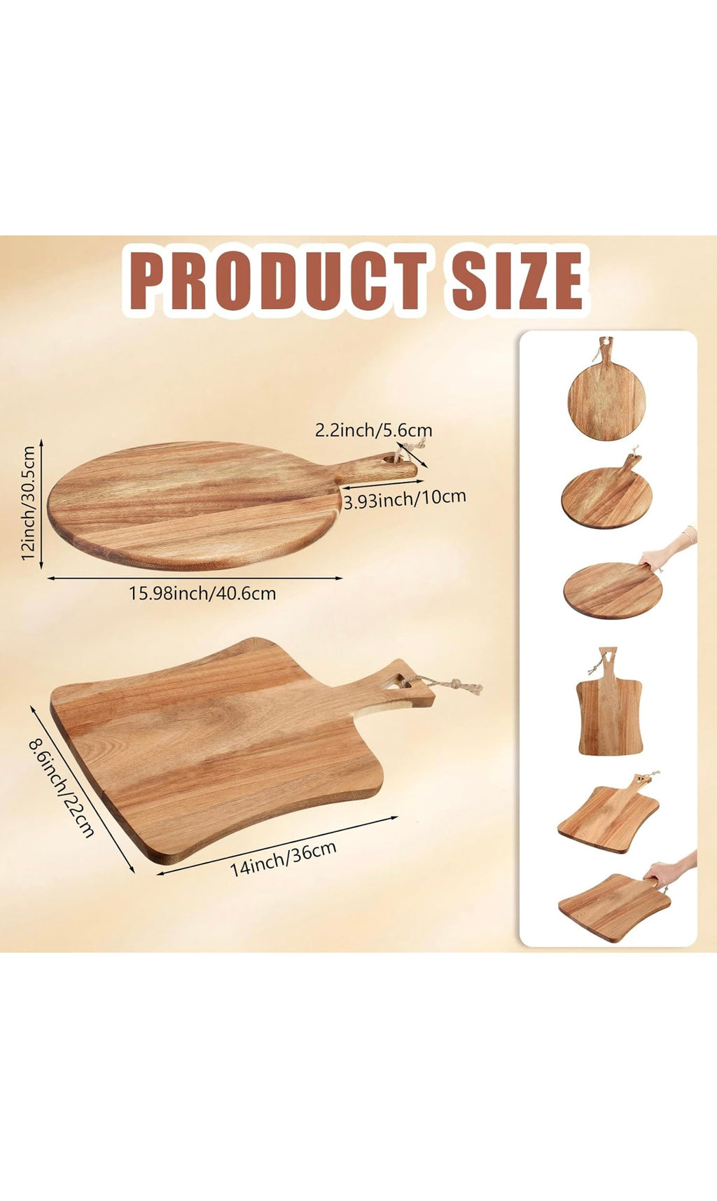 Hsei acacia wood cutting boards 2pcs