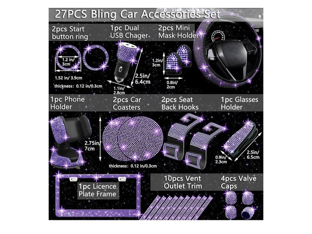 NBTEPEM Purple Violet Bling Car Accessories.