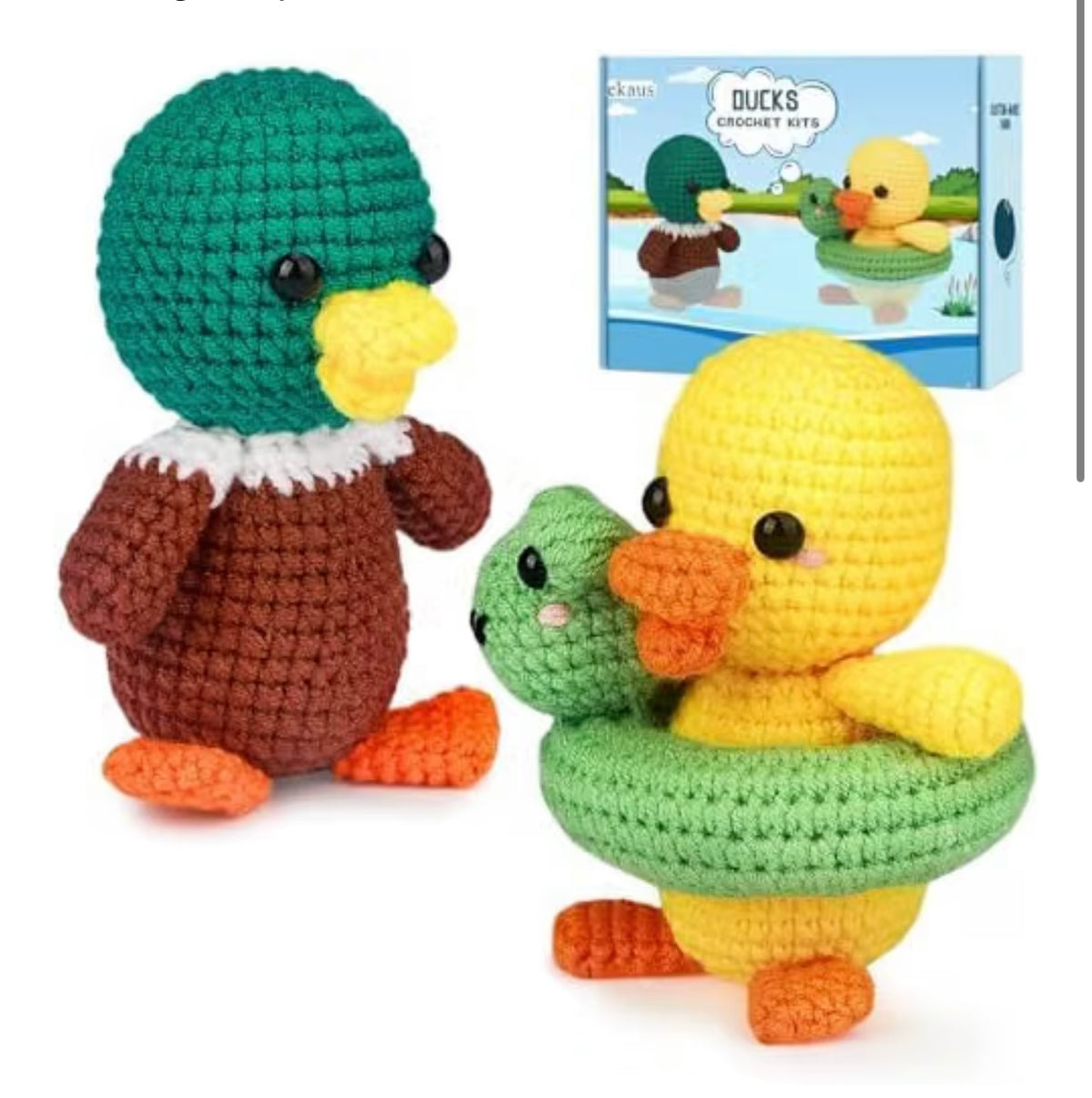 ekaus Crochet Kit for Beginners, Crochet Kit with Step-by-Step Video Tutorials, Crochet DIY Knitting Supplies for Adults, Crochet Ducks(45%+ Yarn)