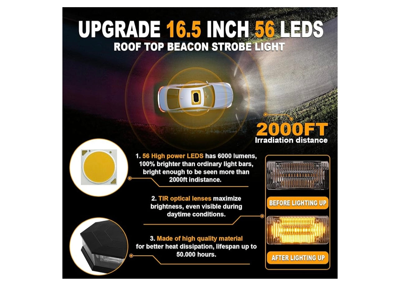 ASPL 16.5 inch Rooftop Beacon Emergency Strobe light.