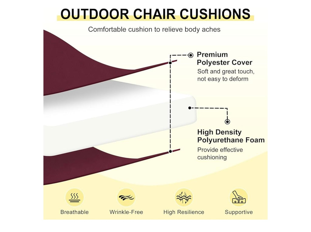 Downluxe set of 4 Outdoor Chair Cushions.