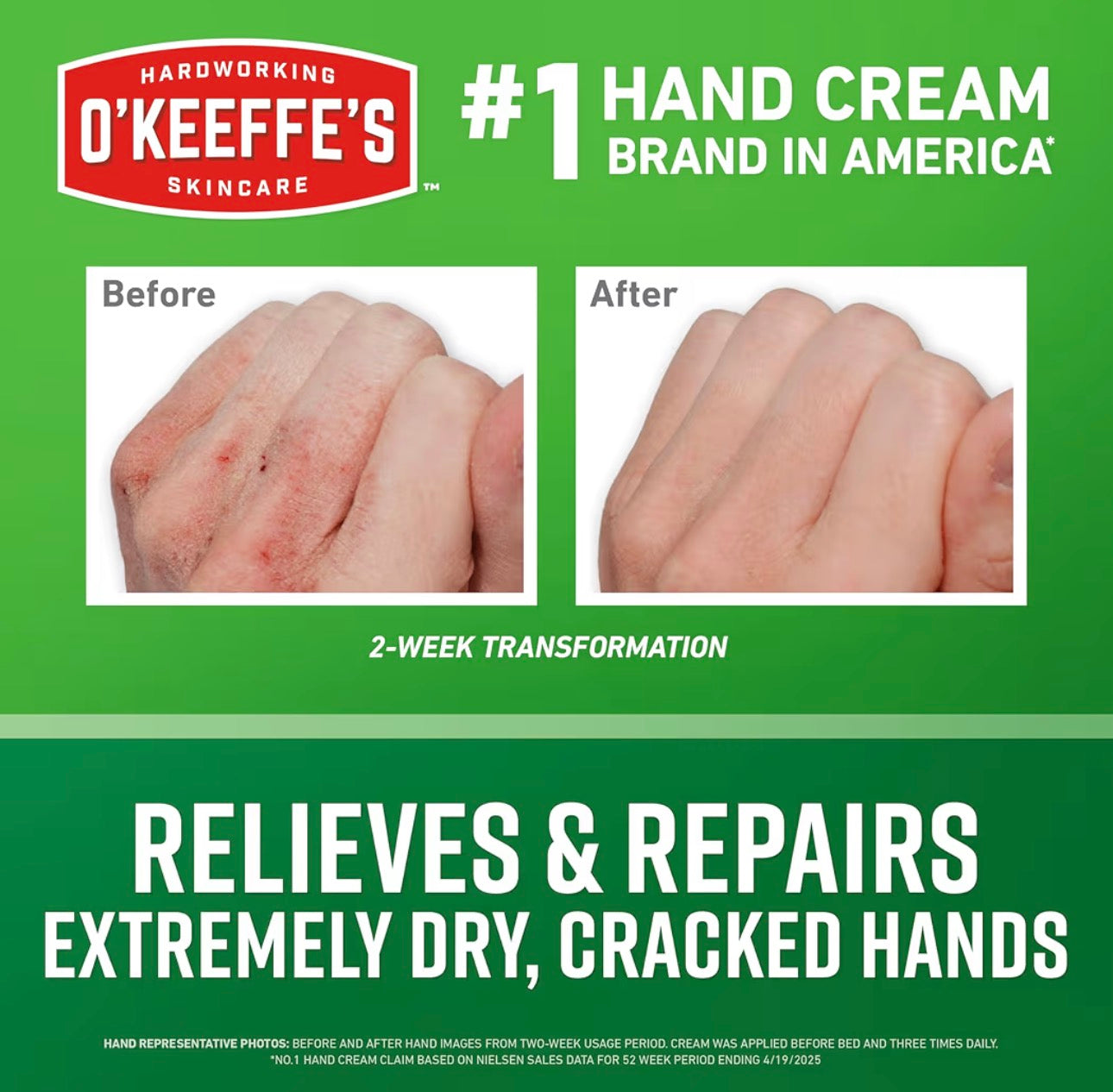 O'Keeffe's Working Hands Hand Cream for Extreme Dryness - 3 oz Tube (2 Pack) - Repairing Skincare for Cracked, Dry Hands
