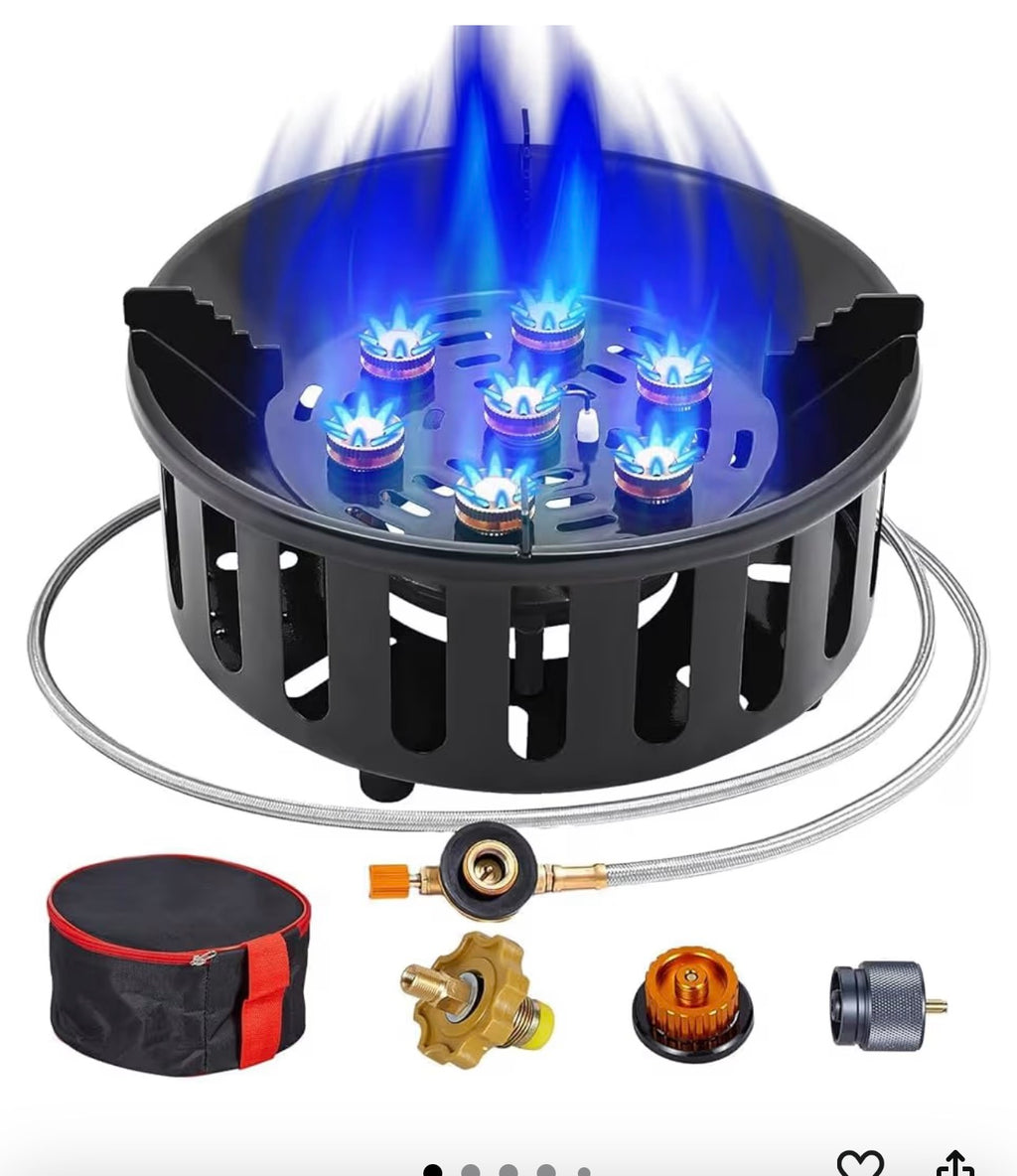 Bestfire 72,000 BTU High Output Propane Burner, Windproof Outdoor Gas Stove with Piezo Ignition, Portable Camping Stove with 3 Adapters & Carrying Bag for Tailgating, Brewing, Grilling - 4ft Hose