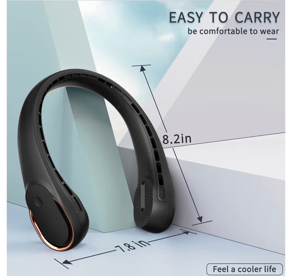 Neck Fan, Bladeless Neck Fan, 4000 mAh Rechargeable Personal Fan, 360° Hands Free Wearable Fan, 3 Speeds Adjustable,Faster Cooling, Ultra Quiet, Suitable for Home, Office, Travel, Sports
