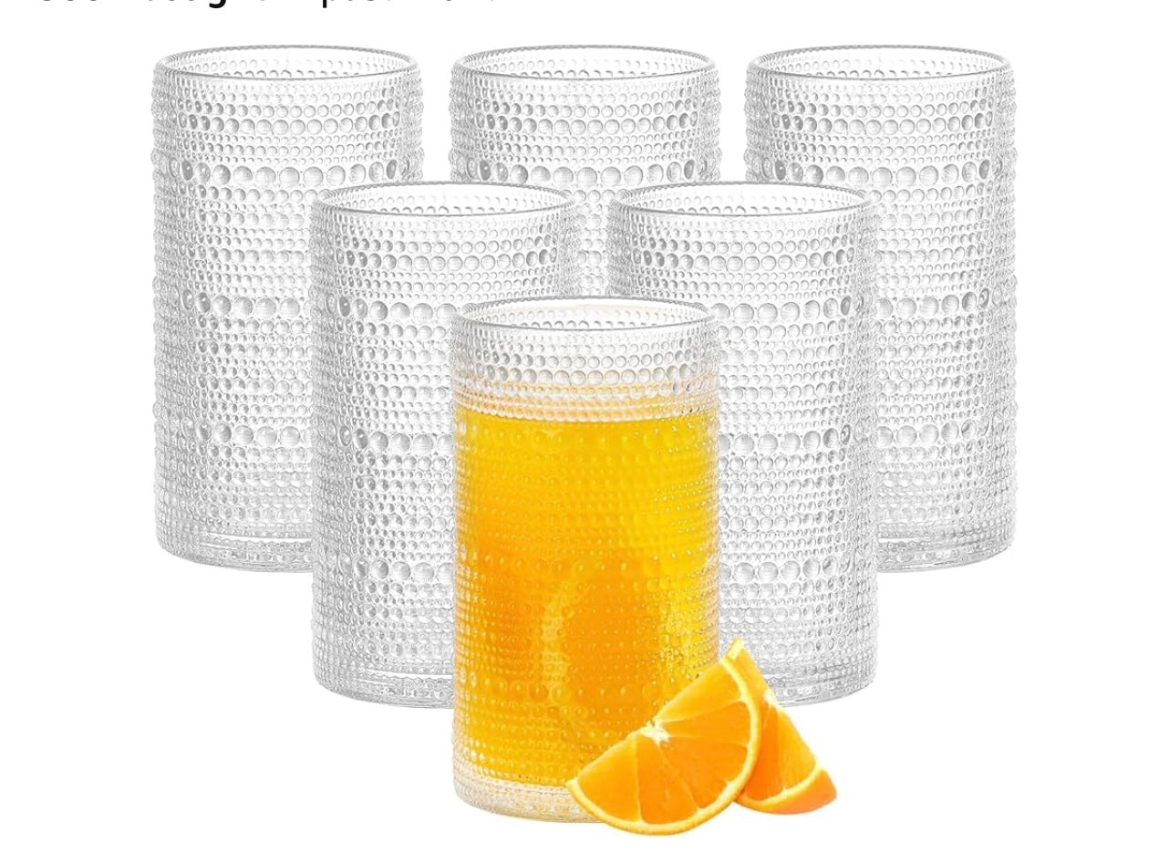 16oz Hobnail Drinking glasses set of 6