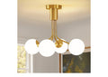 Linour 4 Light Modern Chandelier Gold Semi Flush Mount Ceiling Light Fixture Sputnik Chandelier With Milky Frosted Glass.