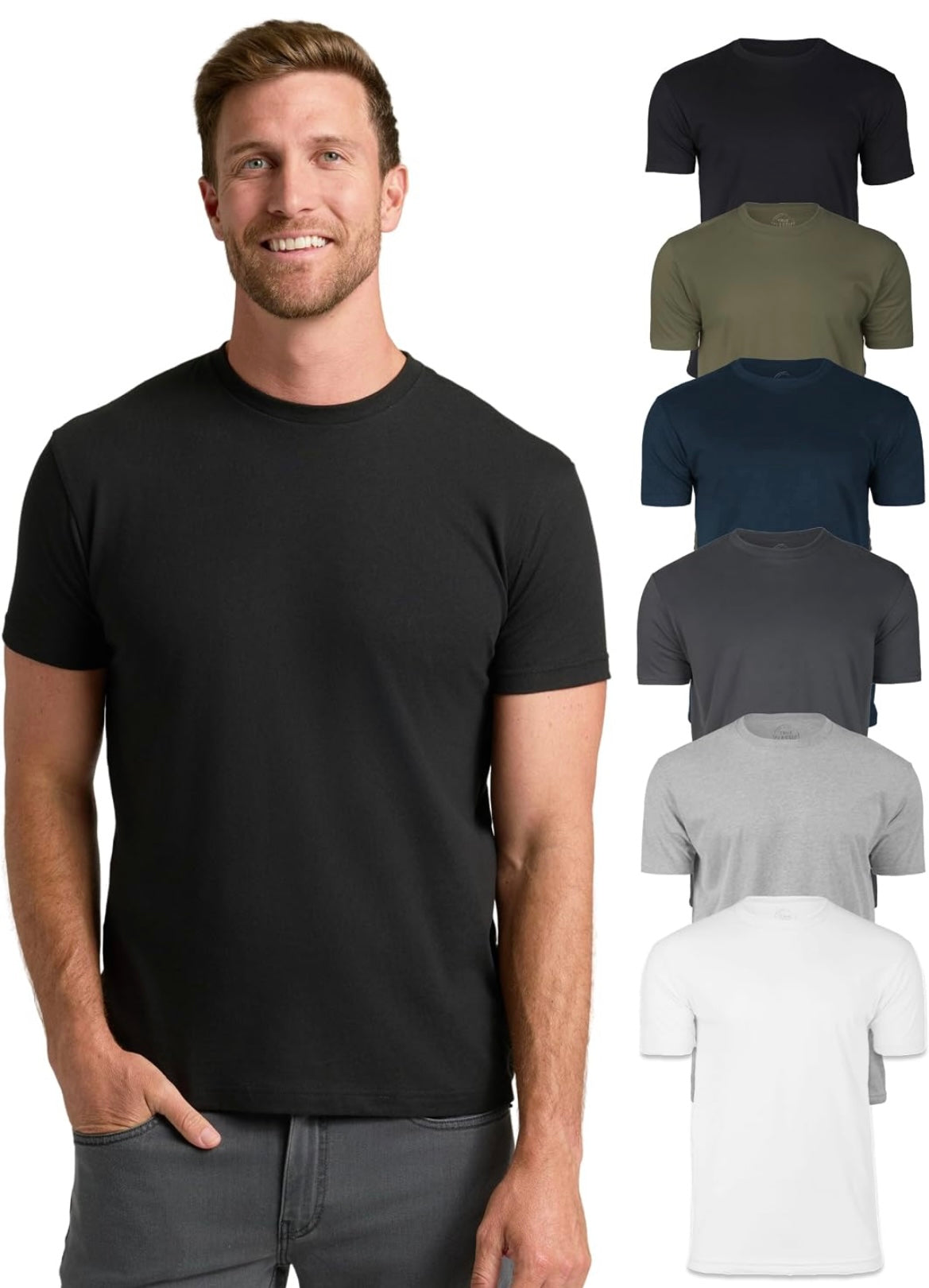 True Classic Mens T-Shirts, Short Sleeve Crew Neck T Shirts for Men 6 pack