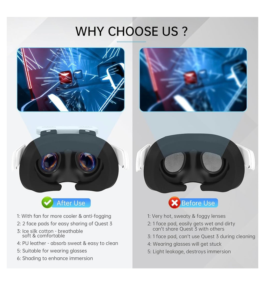 Face cover pad with cooling fan for meta quest 3