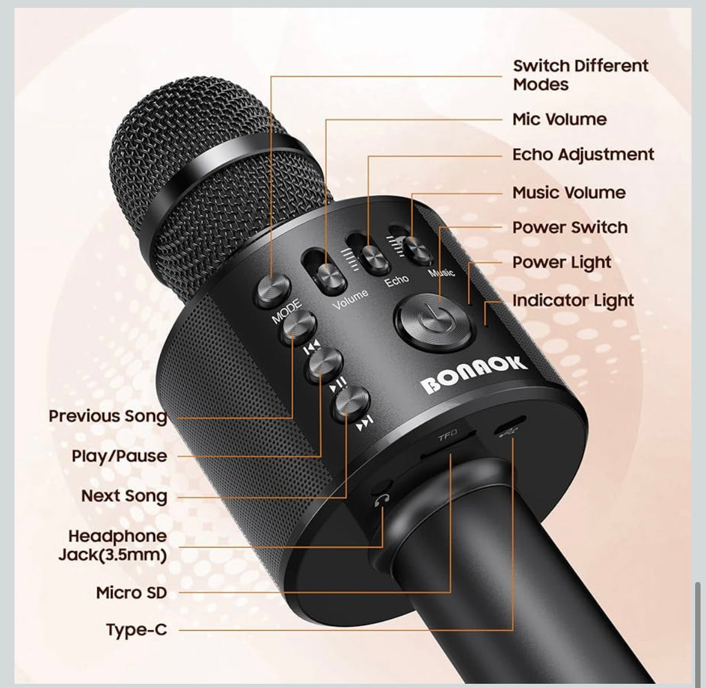 Wireless Bluetooth karaoke microphone