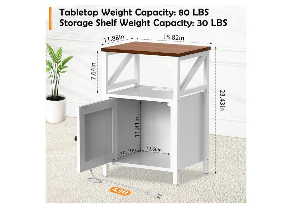 Funhukson End Table With Charging Station.
