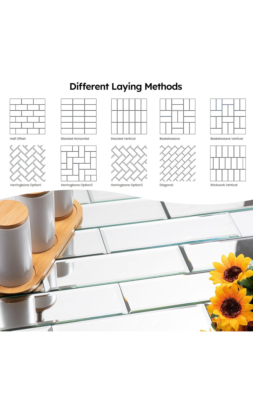 Peel and stick mirror backsplash tiles