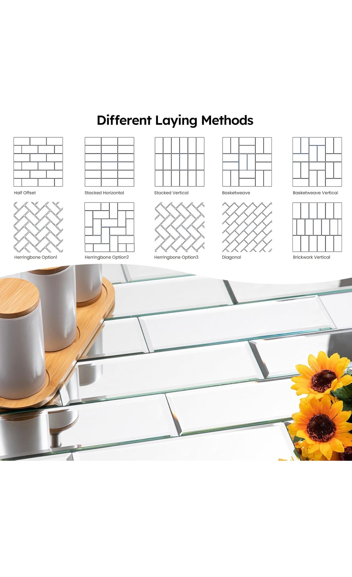 Peel and stick mirror backsplash tiles