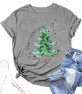Christmas Shirts for Women Xmas Tree Graphic T Shirts Winter Merry Bright Letter Holiday Tops Tee