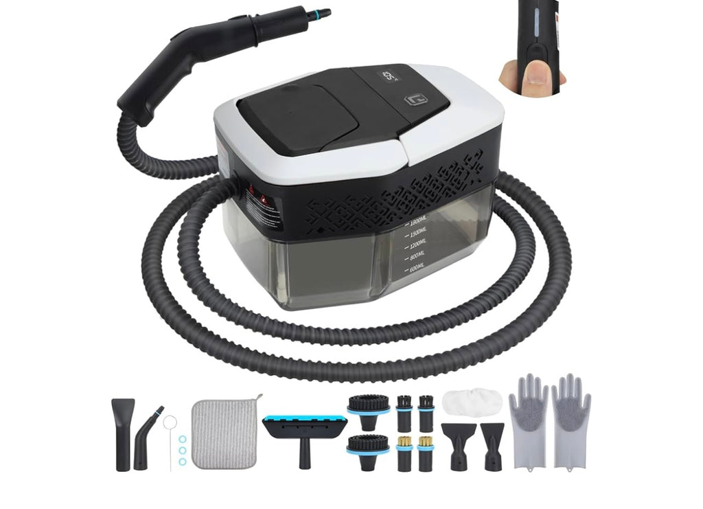 2500W Handheld Steam Cleaner for Home, 15s Fast Heating High Pressure Steam for Cleaning, 1800ML Large Capacity Tank, Portable Steam Cleaner for Upholstery, Grout, Grime, Grease, Bed Bugs, Car (white)