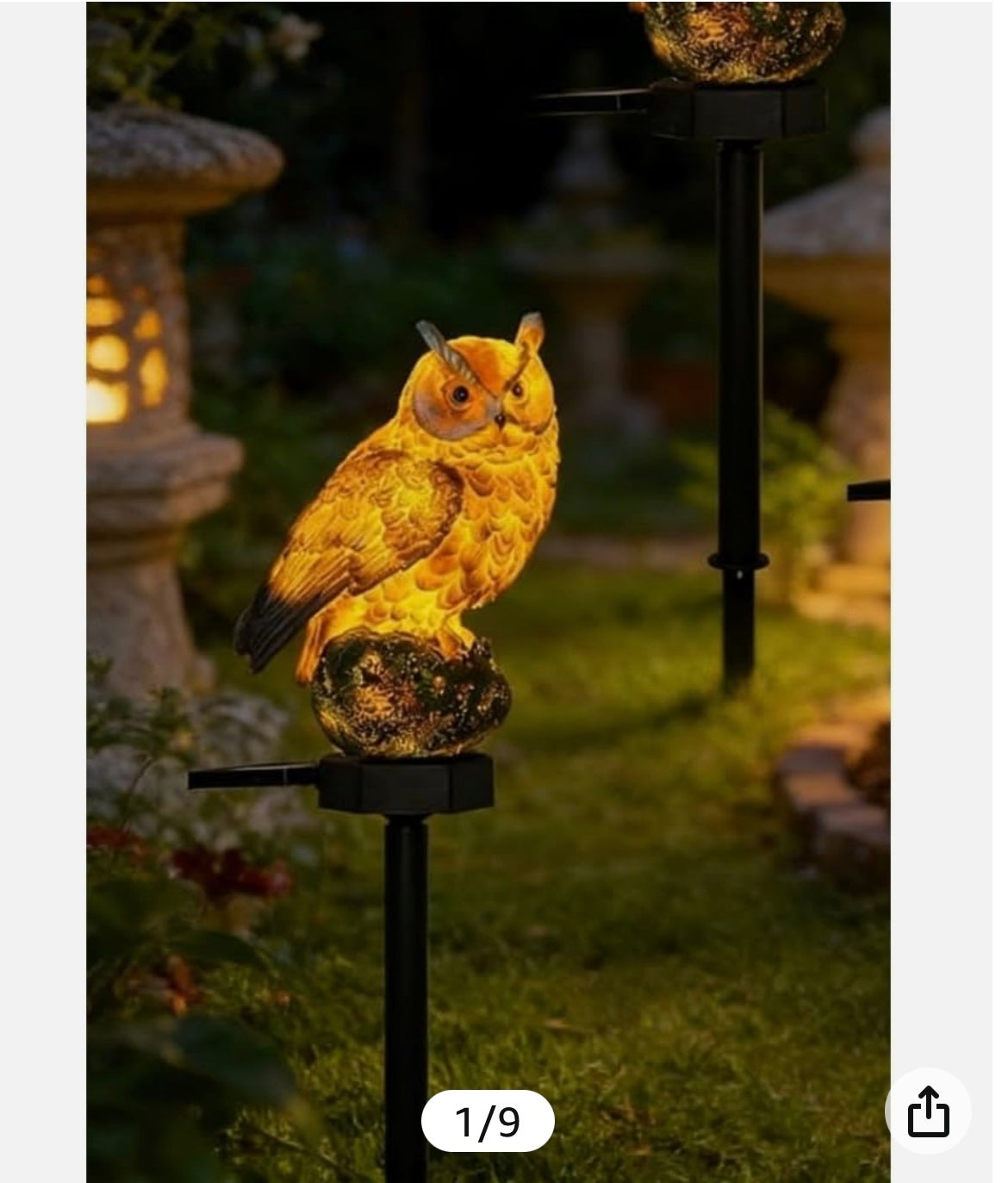 Solar owl garden light