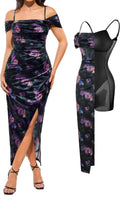 Popilush Wedding Guest Dresses for Women Off Shoulder Shapewear Maxi