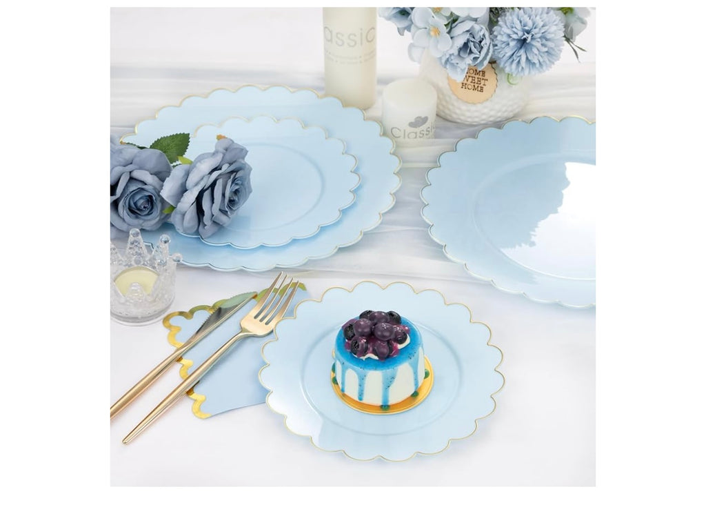 LIHY 210pc Light Blue Plastic Dinnerware Set.