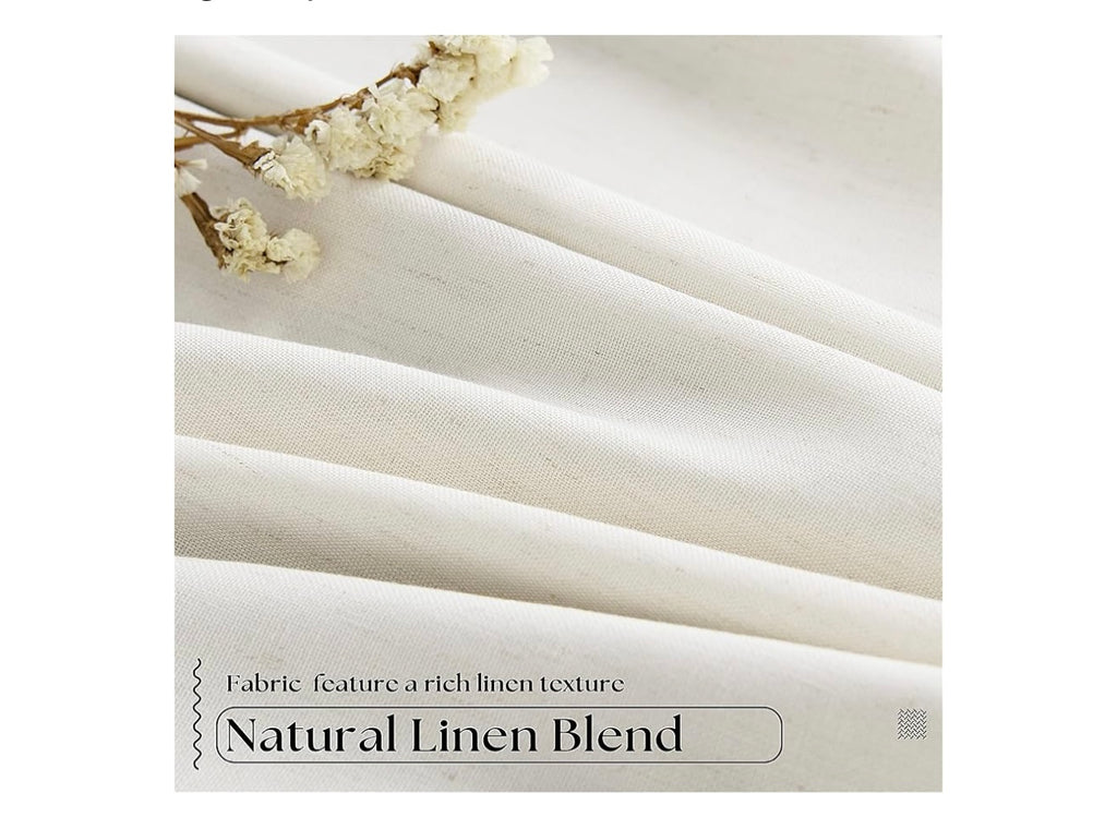 Twodrapes Natural Linen Pinch Pleated Memory Trained Linen Curtains.