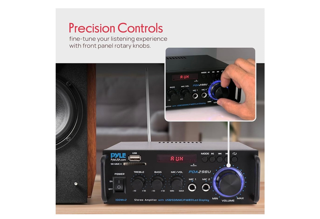 Pyle 200w Bluetooth Compact power amplifier.