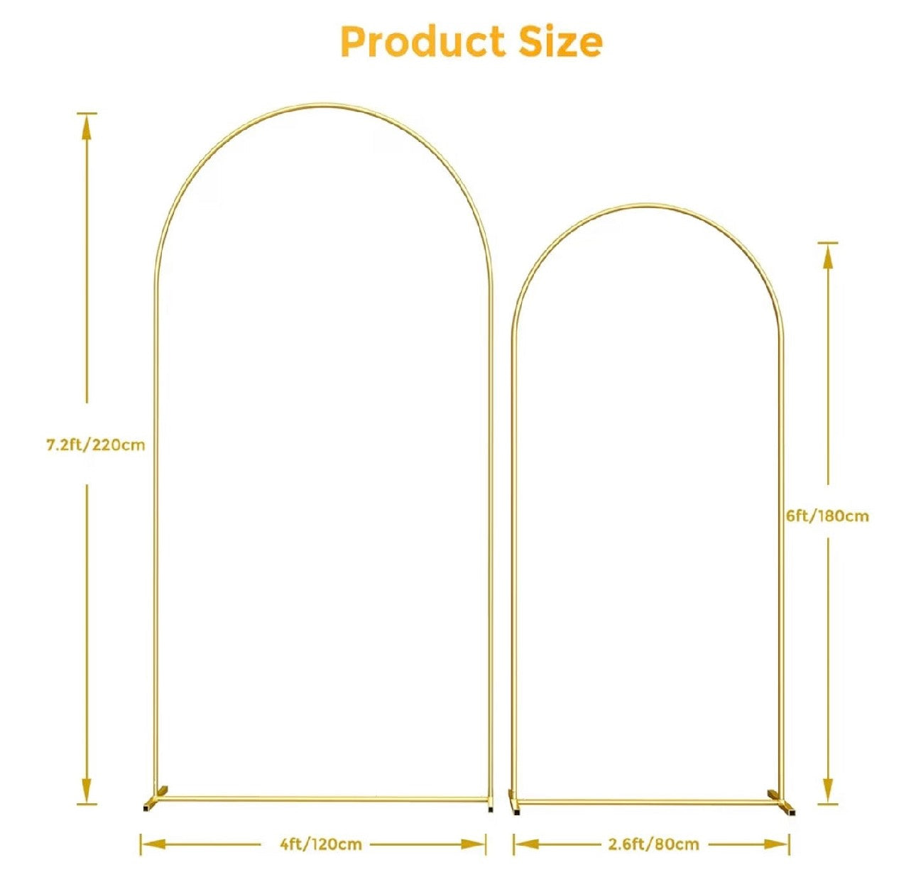 Metal Arch Backdrop Stand, 7.2FT+6FT Wedding Arch Frame.
