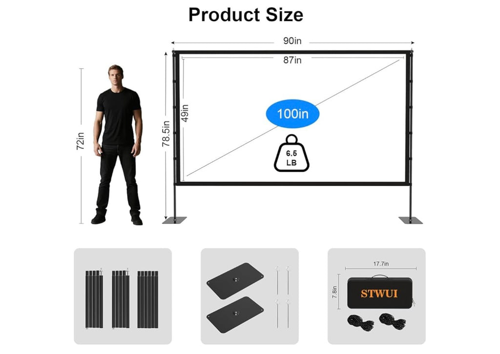 Outdoor projector screen with stand.
