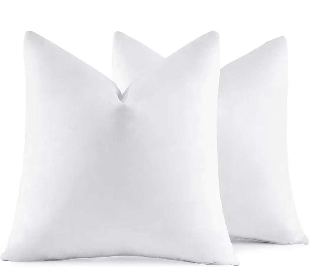 Set of 2 22x22 Pillow Inserts,Set of 2 Down Feather Throw Pillows for Couch Sofa Bed, Decorative Fluffy Throw Pillow Inserts Cotton Fabric,White