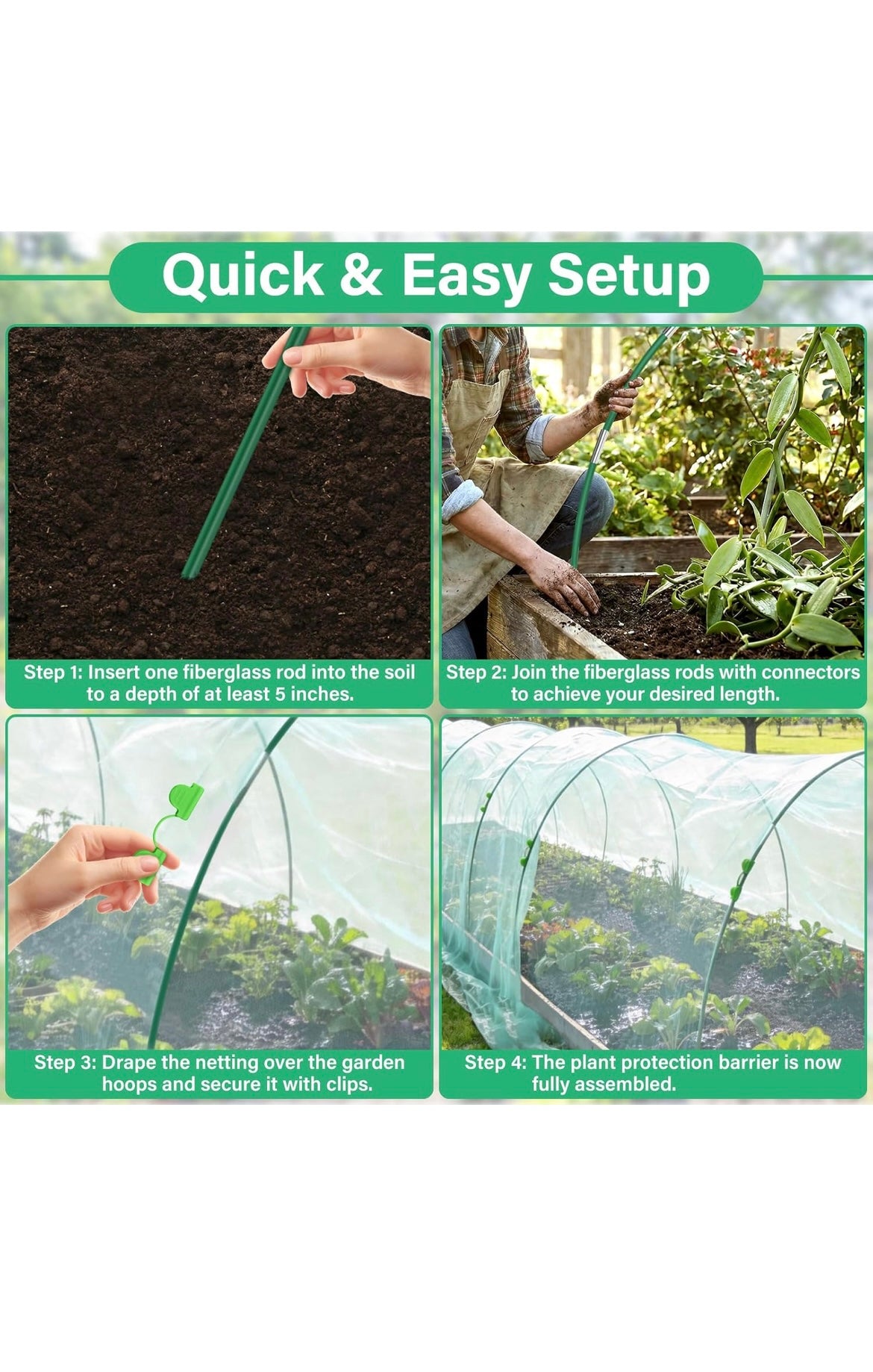 Mesh netting kit for garden beds