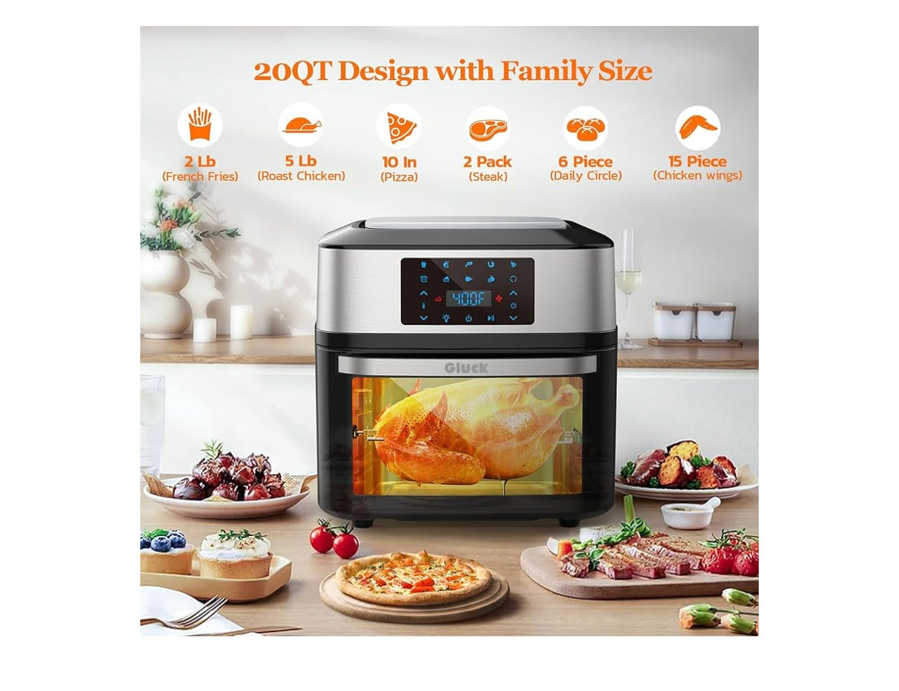 Gluck 20-Quart Air Fryer Oven.