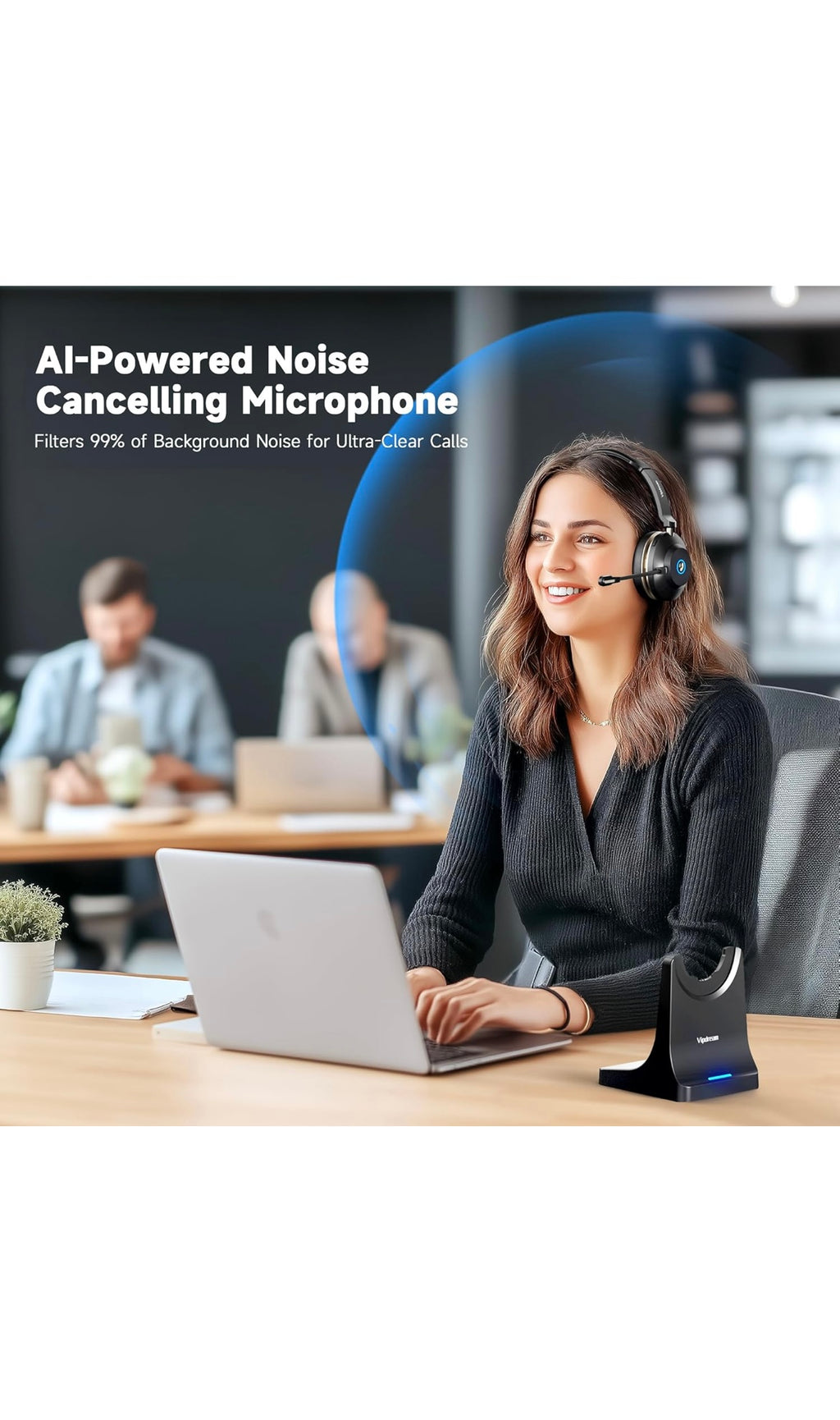 Wireless headset with microphone