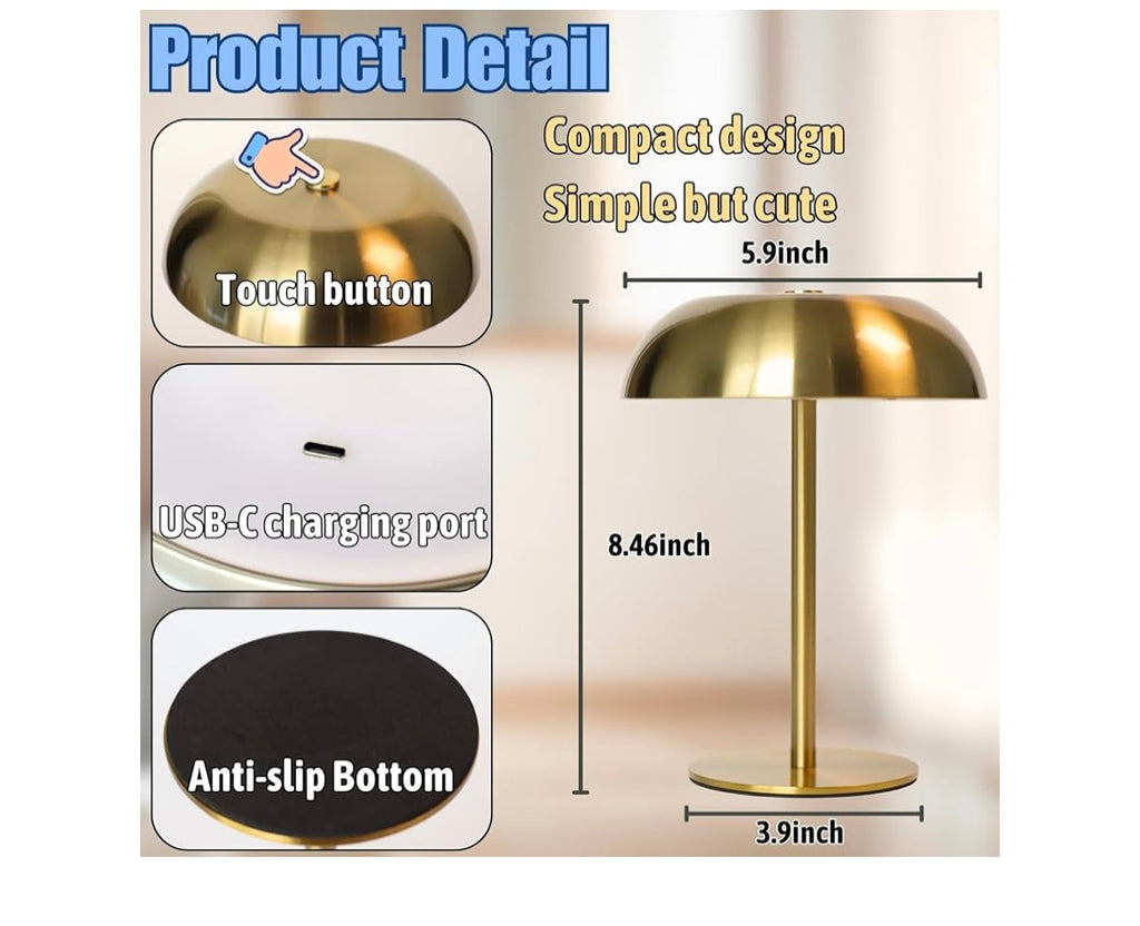 Portable led mushroom table lamp