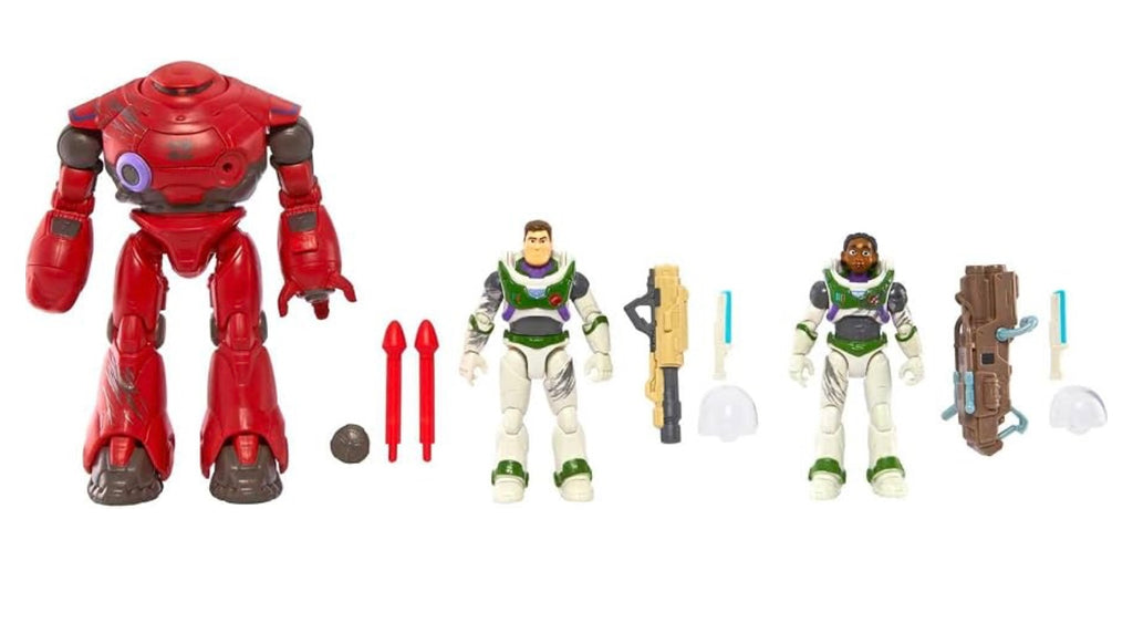 Mattel Disney Pixar Lightyear Set with 3 Action Figures, Space Rangers vs Robots Clash Pack with Buzz Lightyear, Izzy Hawthorne & Zyclops, 5-inch Scale