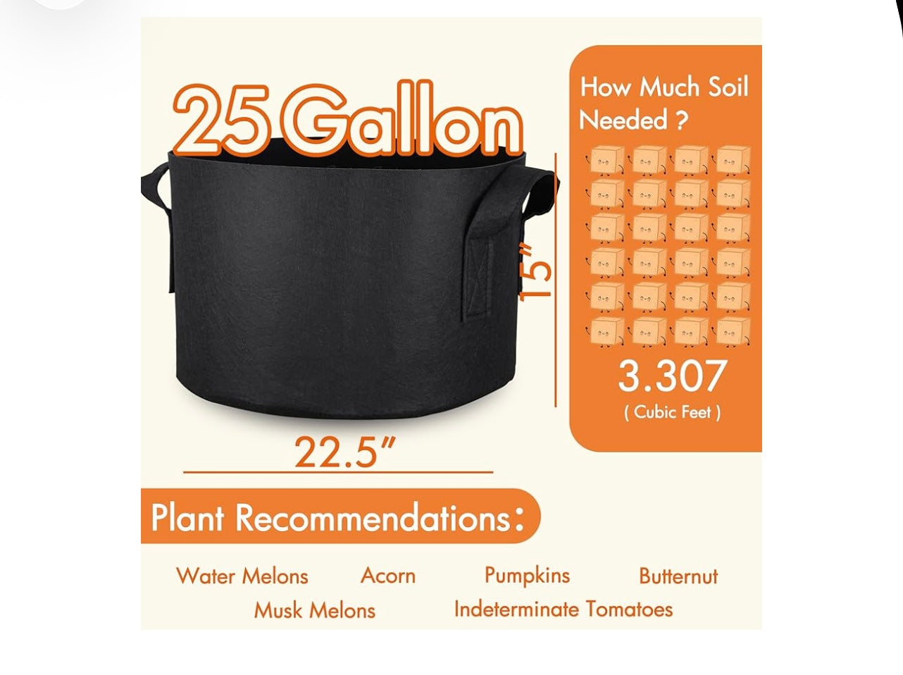 Gardzen 25 Gallon Grow Bags.
