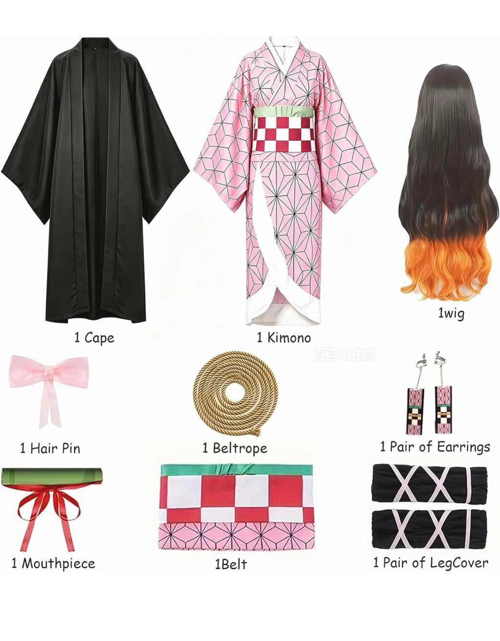 Anime Cosplay Costumes Kids Women's Kimono Halloween Cosplay Costume With Wig