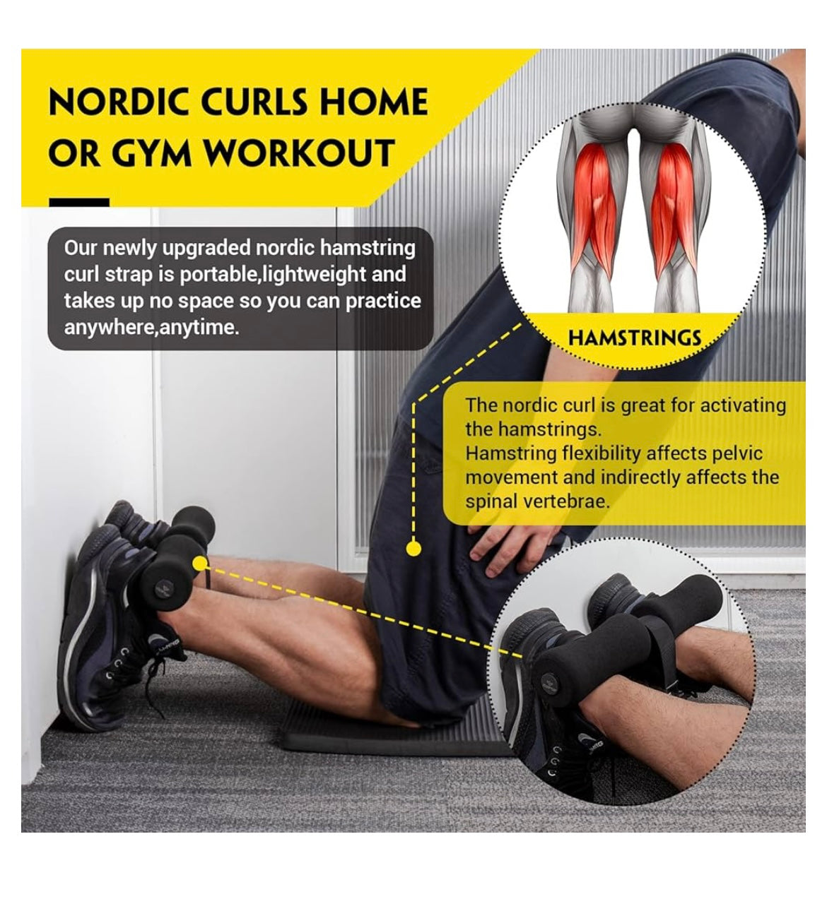 Nordic hamstring curl strap