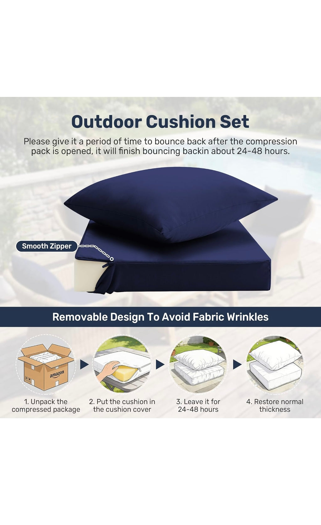 Outdoor seat cushion
