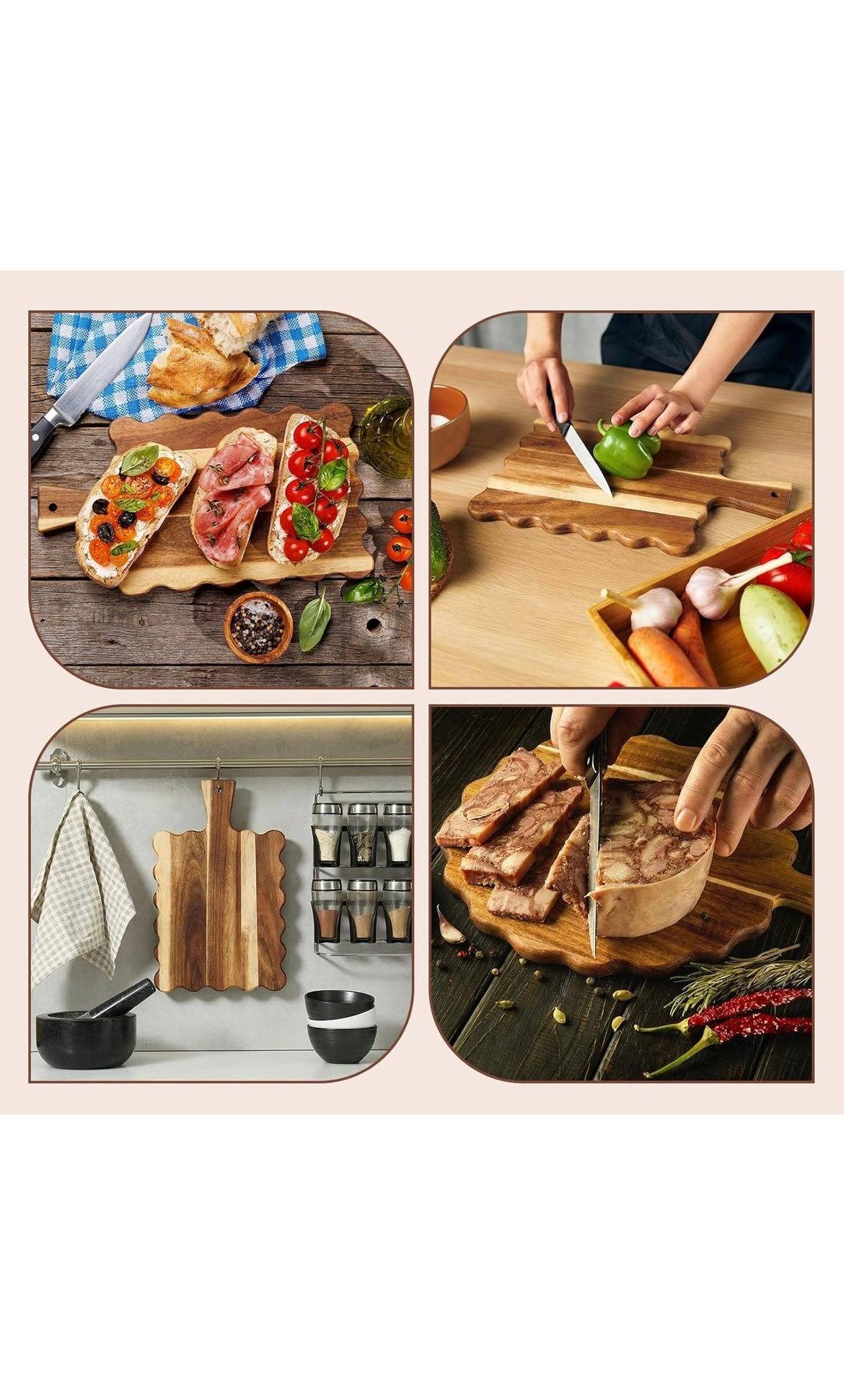 Novabright 2 pcs acacia wood cutting boards
