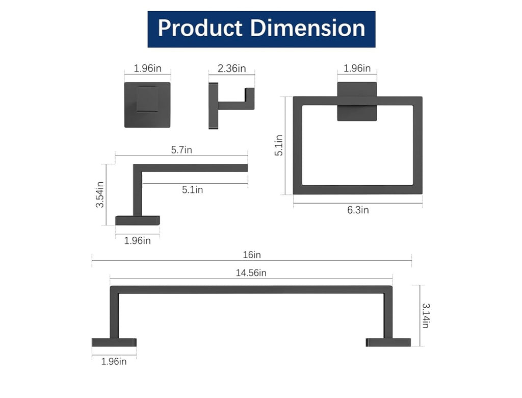 Gypie 5 piece Bathroom hardware set.
