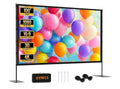 Outdoor projector screen with stand.