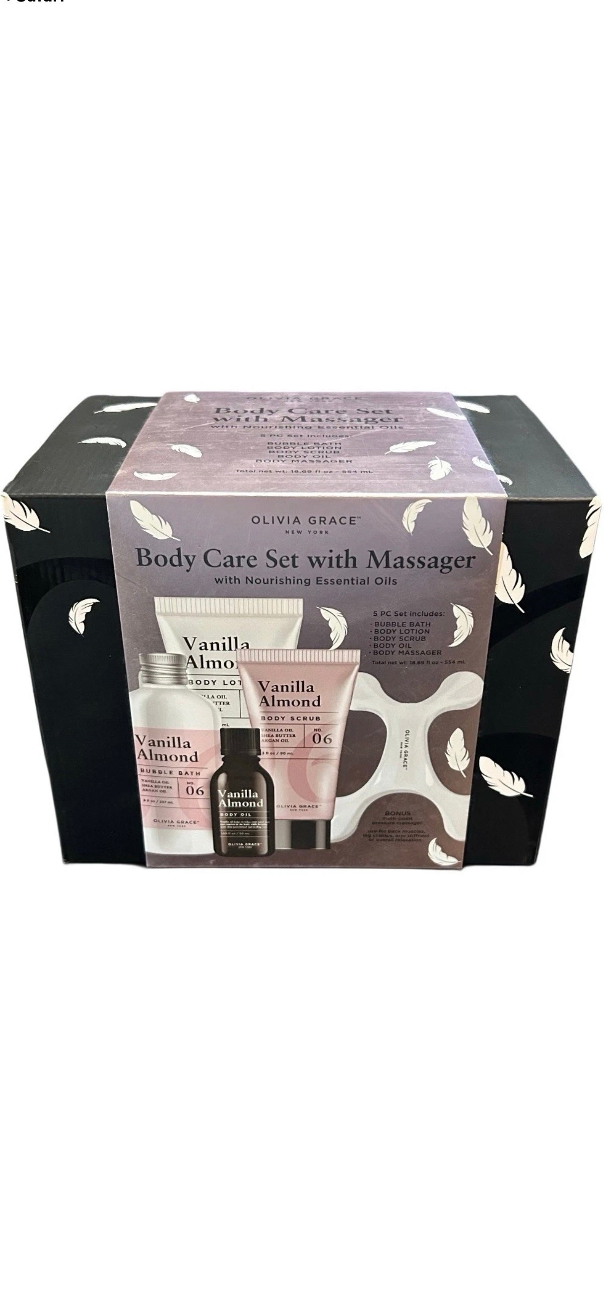 Olivia Grace Body Care Set with Massager Vanilla Almond