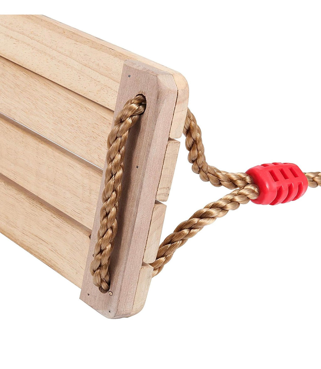 15.8 x 6.3 Inch Wooden Swing Seat, Hanging Wood Swings, Wooden Tree Swing with Adjustable 48 to 83 Inches Rope, 220 LB Capacity Sturdy Swings for Yard, Garden, Red Knot