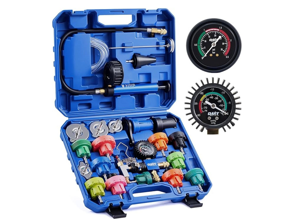 OMT 31-Piece Radiator Pressure Tester and Vacuum Filler Kit.