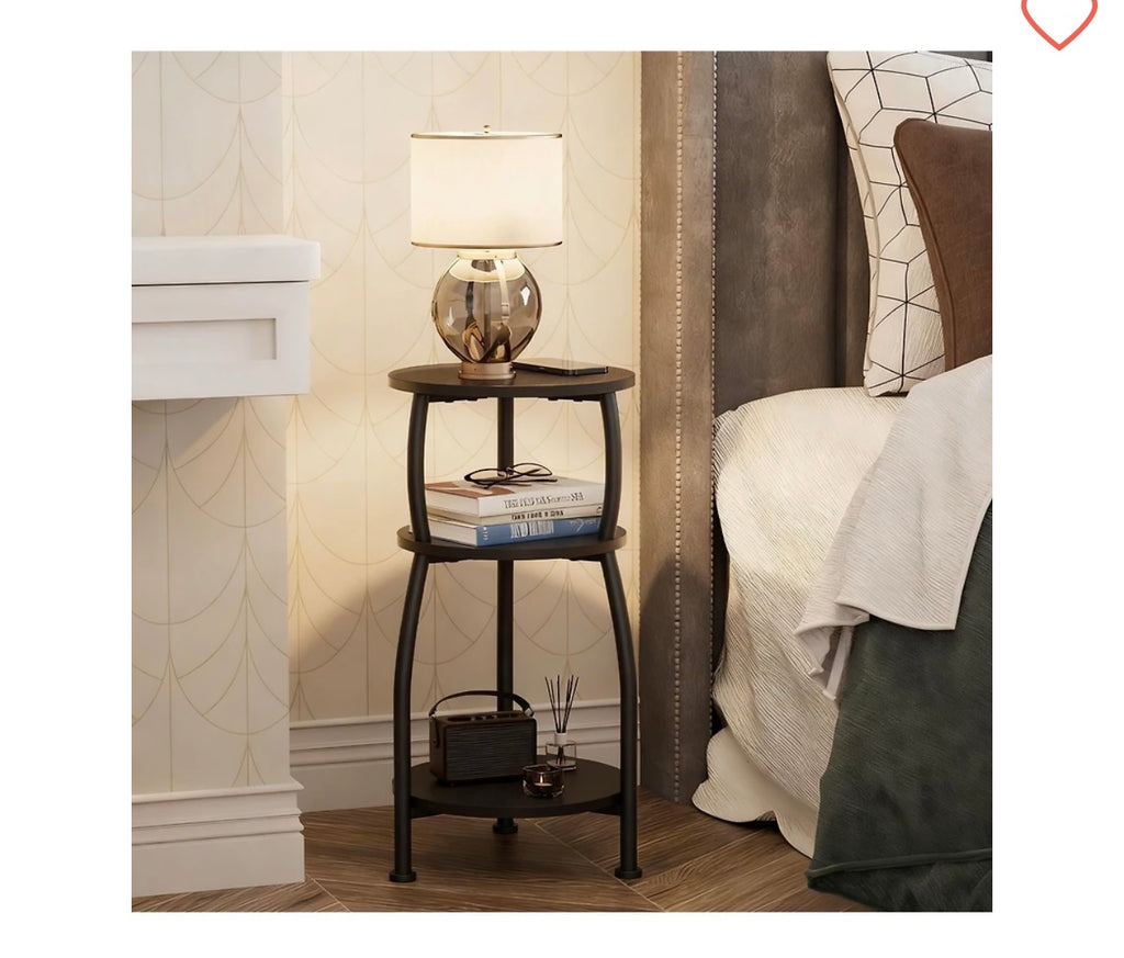 Yigii small round side table 3 tier storage shelf.