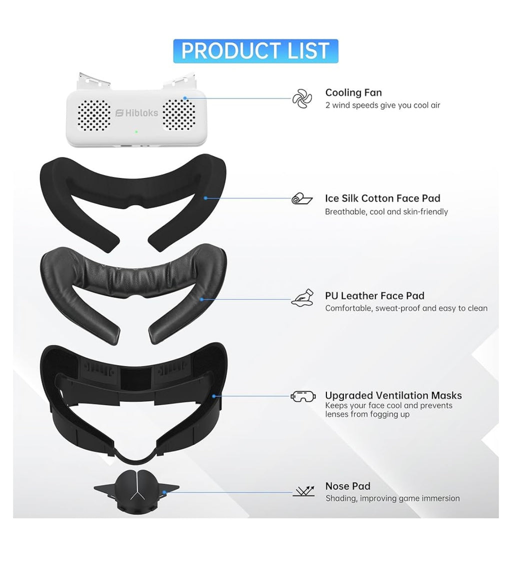 Face cover pad with cooling fan for meta quest 3