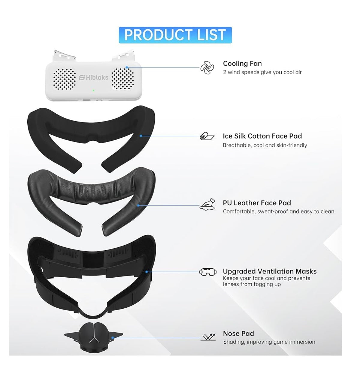 Face cover pad with cooling fan for meta quest 3