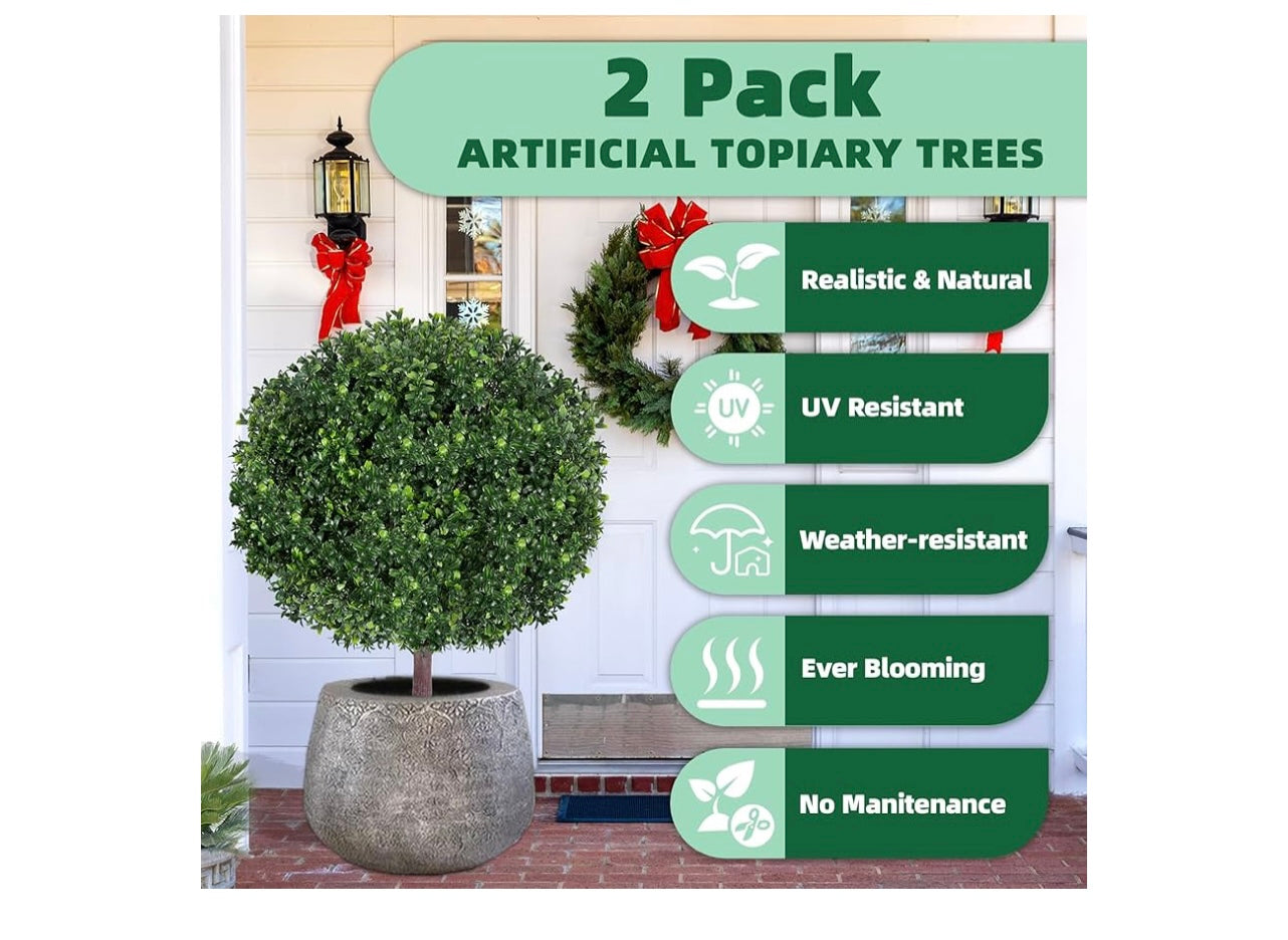 27.5” Artificial Boxwood Topiary Ball tree.