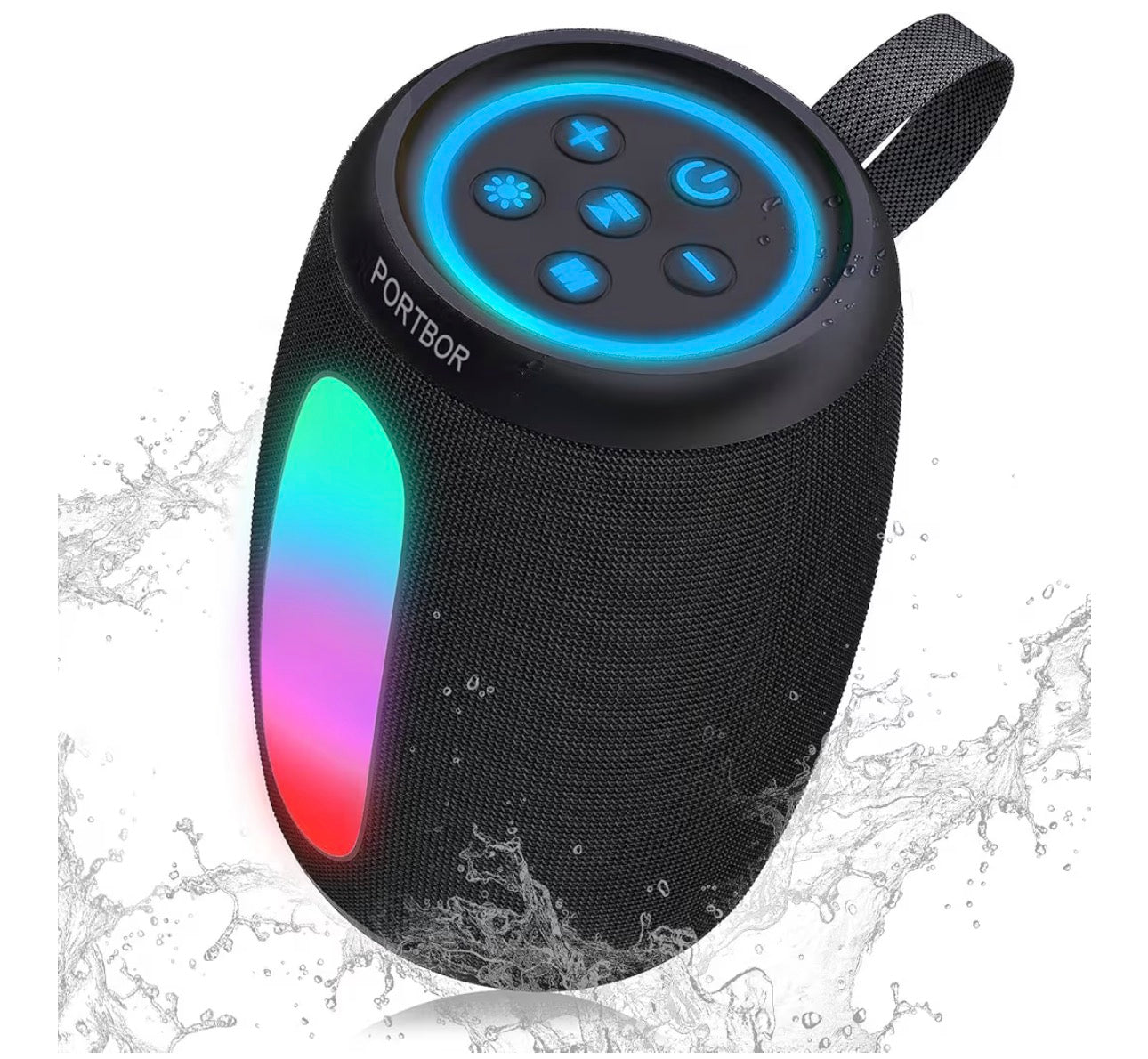 Portable Bluetooth Speaker, 2026 Powerful Stereo Loud Sound Wireless Speaker, 8 LED Modes, IPX5 Waterproof, Up to 36H Playtime, BT 5.3 with AUX, TWS Pairing, for Outdoor/Home/Party/Beach, Ideal Gifts