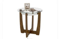 24 Inches Round Side Table with Tempered Glass Top and Solid Rubber Wood Base. Assembly Required.