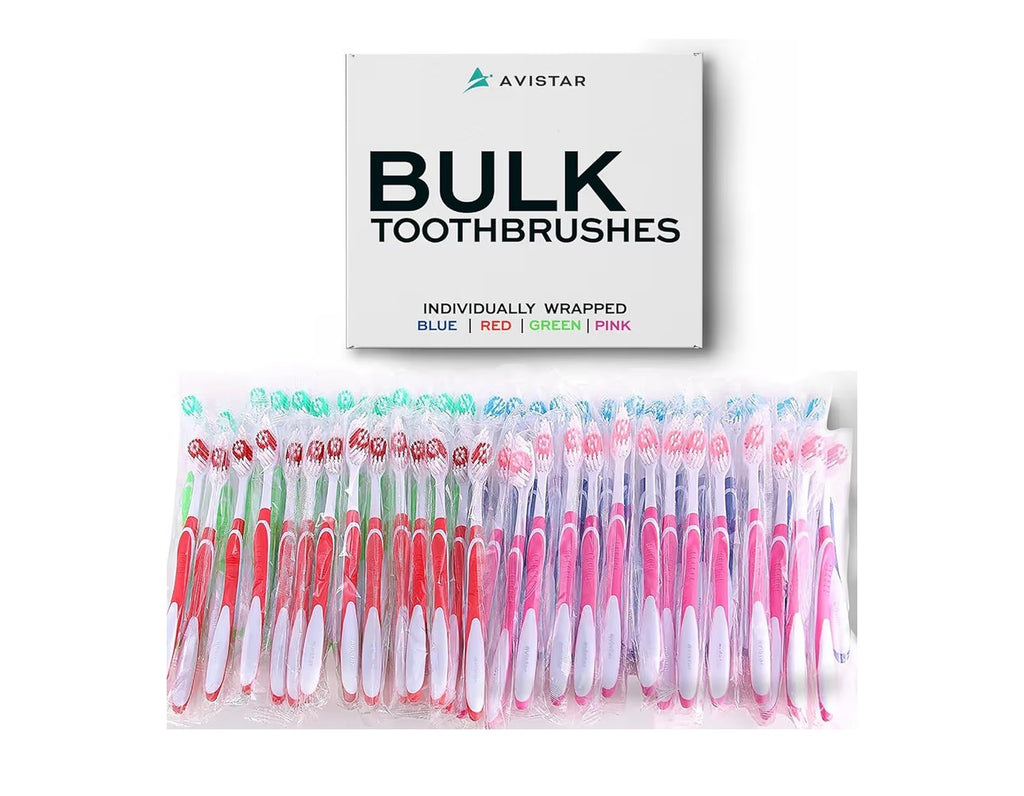 Avistar Bulk Toothbrushes Pack - 148 Individually Wrapped Toothbrushes Bulk for Travel, Hotels, Relief Missions, and Donations - Bulk Disposable Toothbrush Pack Adults and Kids