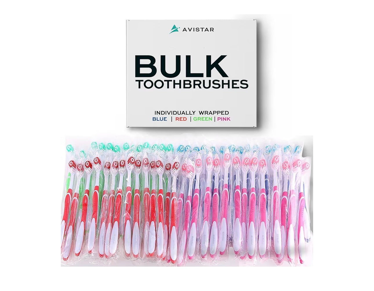 Avistar Bulk Toothbrushes Pack - 148 Individually Wrapped Toothbrushes Bulk for Travel, Hotels, Relief Missions, and Donations - Bulk Disposable Toothbrush Pack Adults and Kids