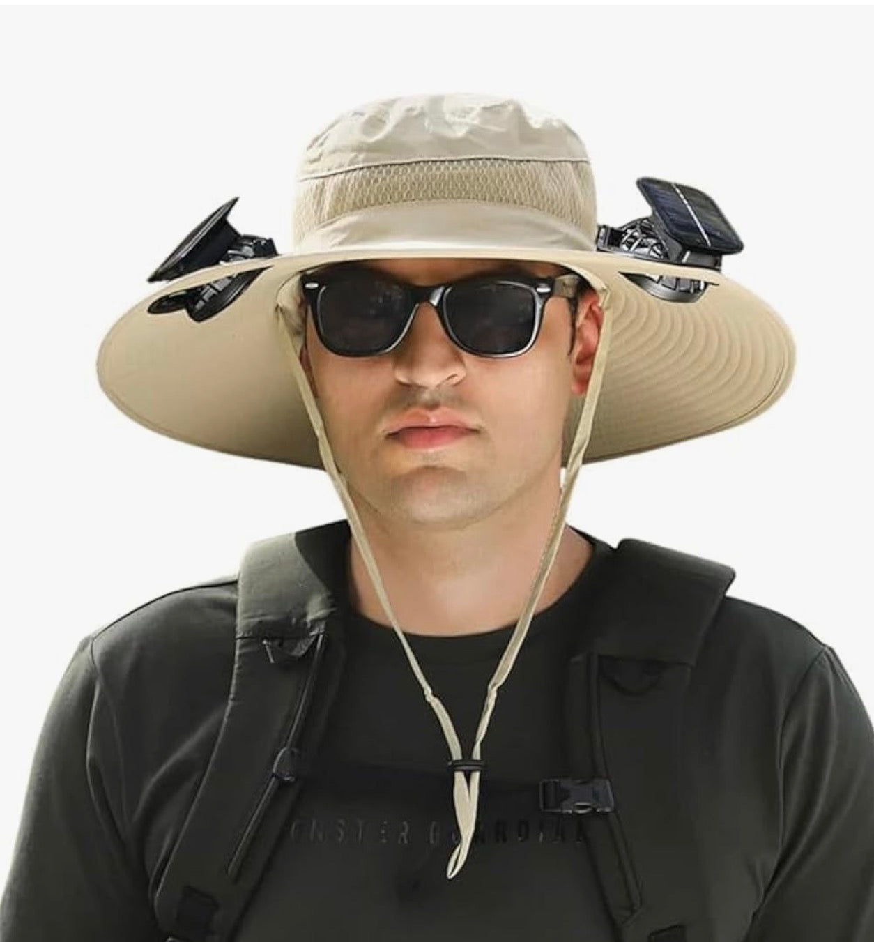 Outdoor Wide Brim Sun Hat with 2 Solar Fan Sun Bucket Hat for Men Women UPF 50+ Bucket Fishing & Beach Hat with Fan Built in